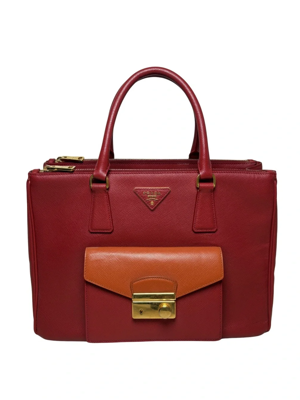 Prada Saffiano Lux Galleria Double Zip Tote